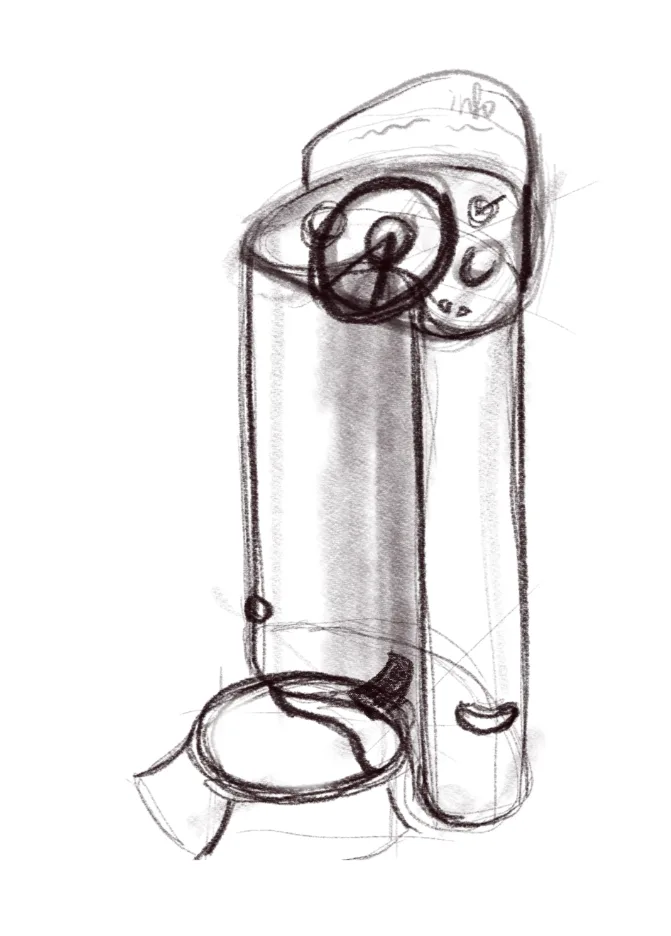 The first pencil sketch of the stand